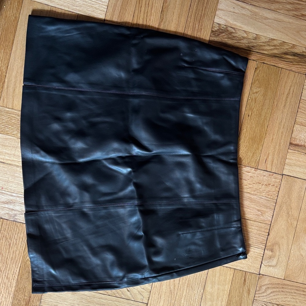 Topshop Black Leather Mini Skirt
